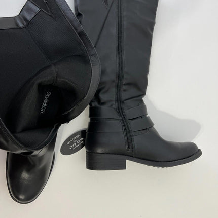 Style & Co Women's Maliaa Buckled Riding Boots, Black, Size 5M