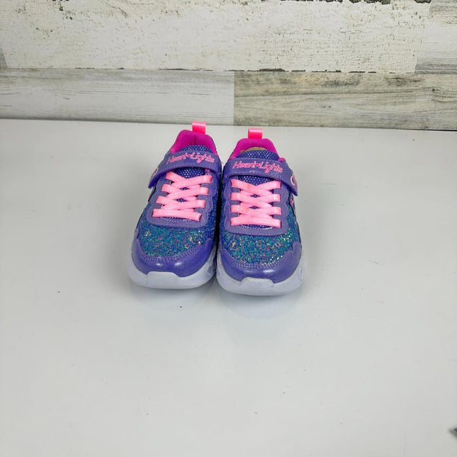 Skechers Kids Girls Infinite Heart Lights-Fresh Sneaker, Purple/Pink, Size 13.5