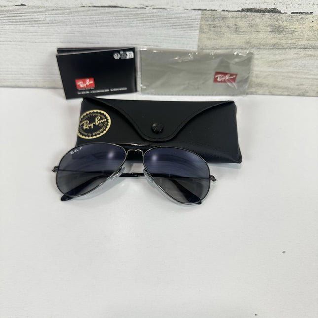 Ray-Ban Adult RB3025 Aviator Polarized Gunmetal/Blue/Grey 58mm Sunglasses