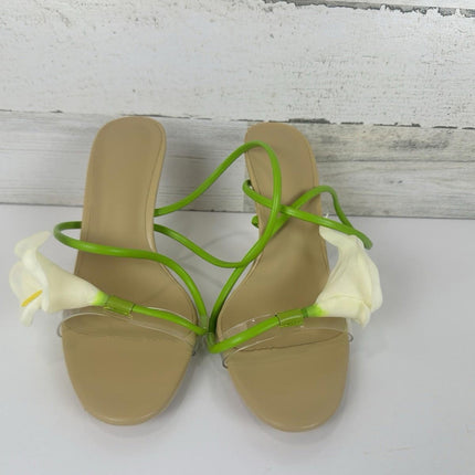 Flower High Heels for Women Calla Lily Open Toe Floral Stilettos Heels, Size 8.5