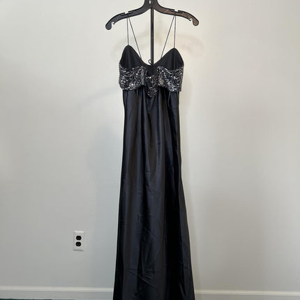LUCY PARIS MARNIE BLACK SATIN MAXI DRESS Size M