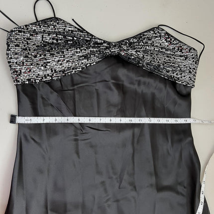 LUCY PARIS MARNIE BLACK SATIN MAXI DRESS Size M