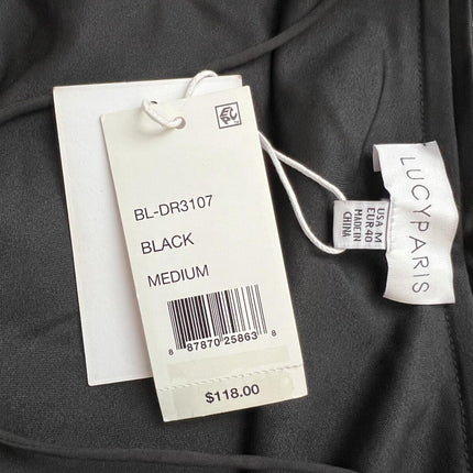 LUCY PARIS MARNIE BLACK SATIN MAXI DRESS Size M