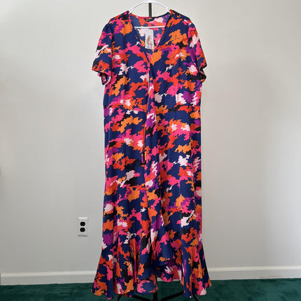 Tropical Floral Print Long Beach Kimono Cover-up.