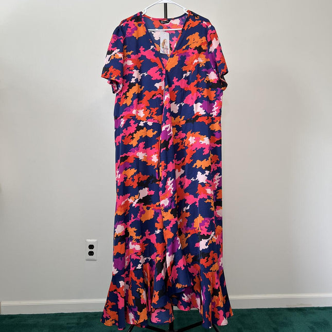 Tropical Floral Print Long Beach Kimono Cover-up.