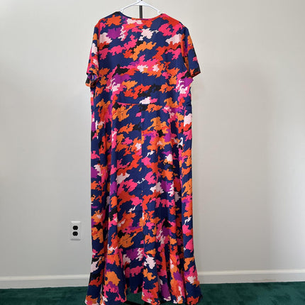 Tropical Floral Print Long Beach Kimono Cover-up.