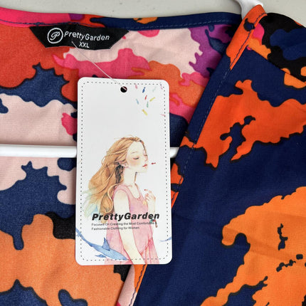 Tropical Floral Print Long Beach Kimono Cover-up.