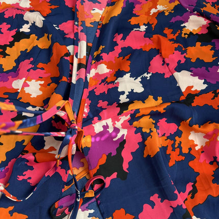 Tropical Floral Print Long Beach Kimono Cover-up.