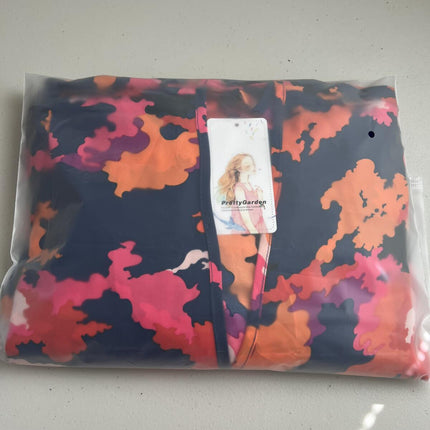 Tropical Floral Print Long Beach Kimono Cover-up.