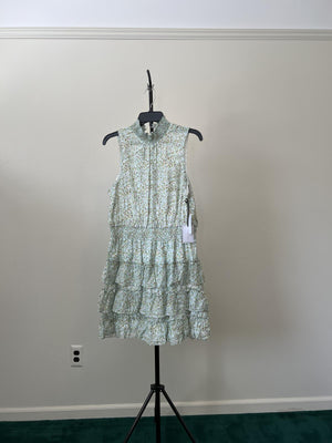 1.STATE 'Sunshine Times' Floral Smocked Tiered Ruffle Dress, Blue River, XL