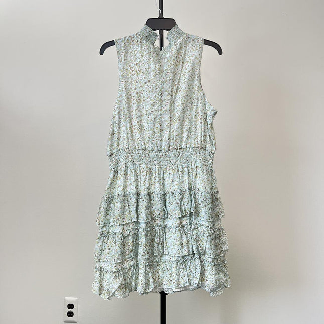 1.STATE 'Sunshine Times' Floral Smocked Tiered Ruffle Dress, Blue River, XL