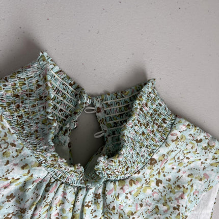 1.STATE 'Sunshine Times' Floral Smocked Tiered Ruffle Dress, Blue River, XL