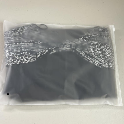 LUCY PARIS Marnie Black Satin Maxi Dress, Size Small.