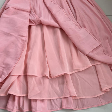 1.state Women's V-Neck Tiered Bubble Puff Sleeve Mini Dress - Rose Linen