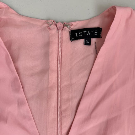 1.state Women's V-Neck Tiered Bubble Puff Sleeve Mini Dress - Rose Linen