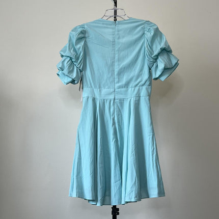 1.state Women's V-Neck Tiered Bubble Puff Sleeve Mini Dress - Blue River,sIZE,S