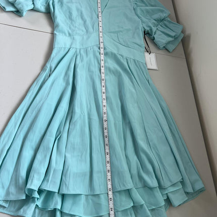 1.state Women's V-Neck Tiered Bubble Puff Sleeve Mini Dress - Blue River,sIZE,S