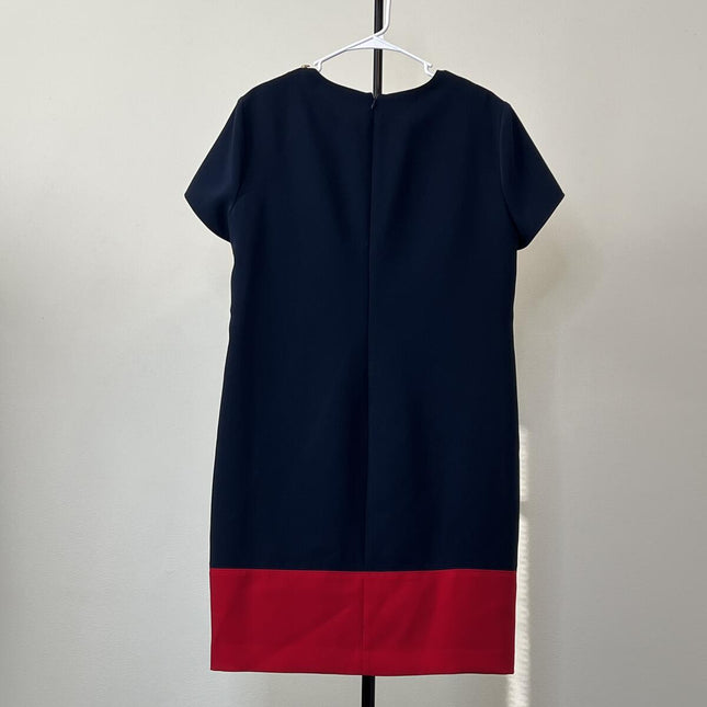 Lauren Ralph Lauren Two-Tone Button-Trim Crepe Shift Dress Women's Dress size 16