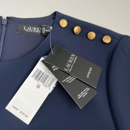 Lauren Ralph Lauren Two-Tone Button-Trim Crepe Shift Dress Women's Dress size 16
