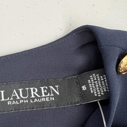 Lauren Ralph Lauren Two-Tone Button-Trim Crepe Shift Dress Women's Dress size 16