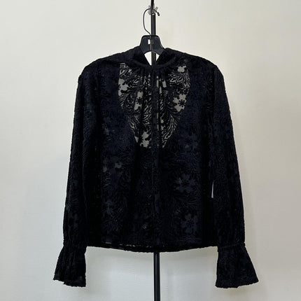 High Neck Open-Back Top Womens Open Back Velvet Turtleneck Top,  Size M