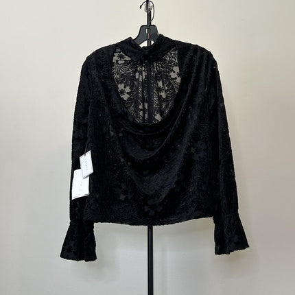High Neck Open-Back Top Womens Open Back Velvet Turtleneck Top,  Size M