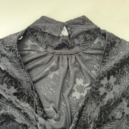 High Neck Open-Back Top Womens Open Back Velvet Turtleneck Top,  Size M