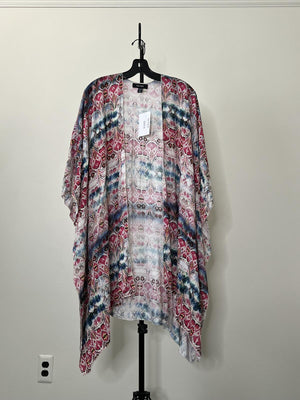WOMENS B0H0 PRINT KIM0N0-LIGHTWEIGHT BEACH COVER-UP, SIZE M/L