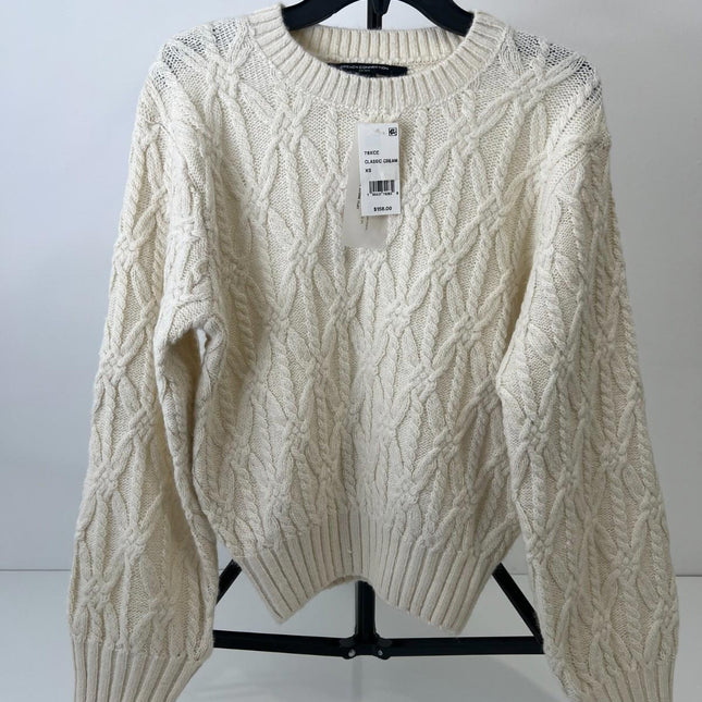 French Connection Women's Layon Knitted Crew Neck Jumper - Cream, Size XS