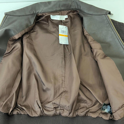 Astr the Label Sorine Collared Mixed Media Bomber Jacket, Women’s Size S