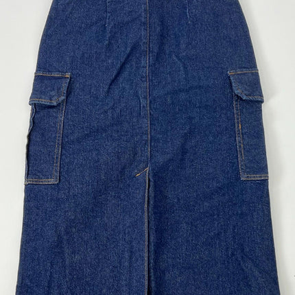 Sanctuary Women’s Essential Cargo Standard Rise Midi Skirt Denim 25 , Blue