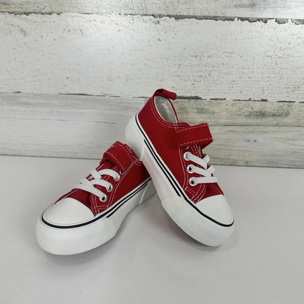 Zoroadke Toddler Casual Walking Shoes School Low Top Red Canvas Sneakers, Size 6