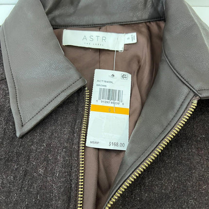 Astr the Label Sorine Collared Mixed Media Bomber Jacket, Women’s Size S