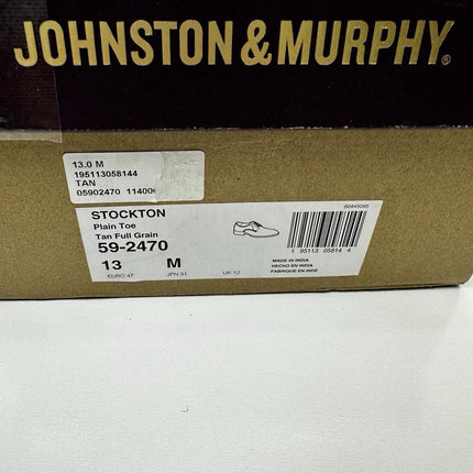 Johnston & Murphy Men's Stockton Plain Toe Dress Shoes - Tan Size 13 M
