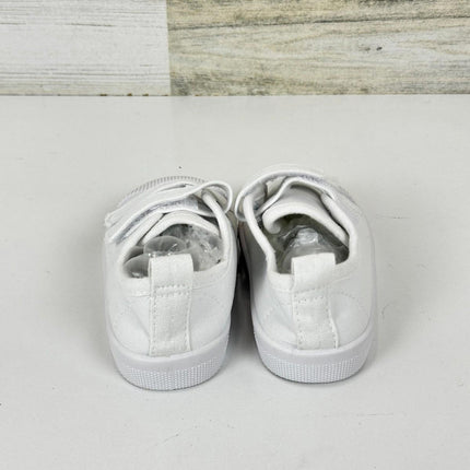 Boy's Girl's Toddlers Canvas Sneakers Slip-On Lightweight Kids White Sneakers, 8
