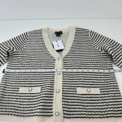 C By Bloomingdales Cashmere Women's Sweater, Color IVOR / BLACK, Size L, V11116