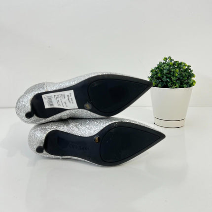New On 34th Aatirap Silver Glitter Pointed Toe Ankle Booties Women’s 5M