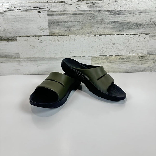 OOFOS Unisex OOAHH Sport Slides Tactical Green Men’s Size 12 Women’s Size 14