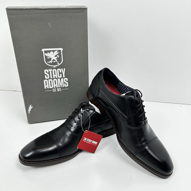 STACY ADAMS Mens Kallum Cap Toe Oxford, Black, Size 8M