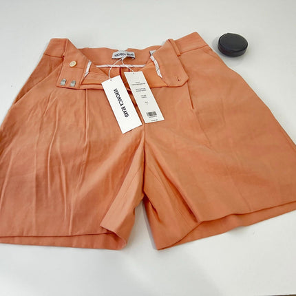 Veronica Beard Noemi High Waist Linen Blend Shorts in, Coral, Size 2