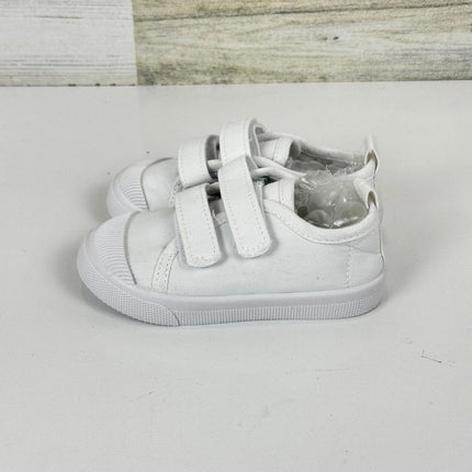 Boy's Girl's Toddlers Canvas Sneakers Slip-On Lightweight Kids White Sneakers, 8