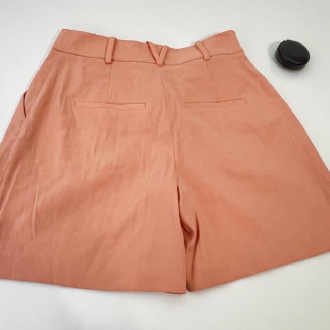 Veronica Beard Noemi High Waist Linen Blend Shorts in, Coral, Size 2