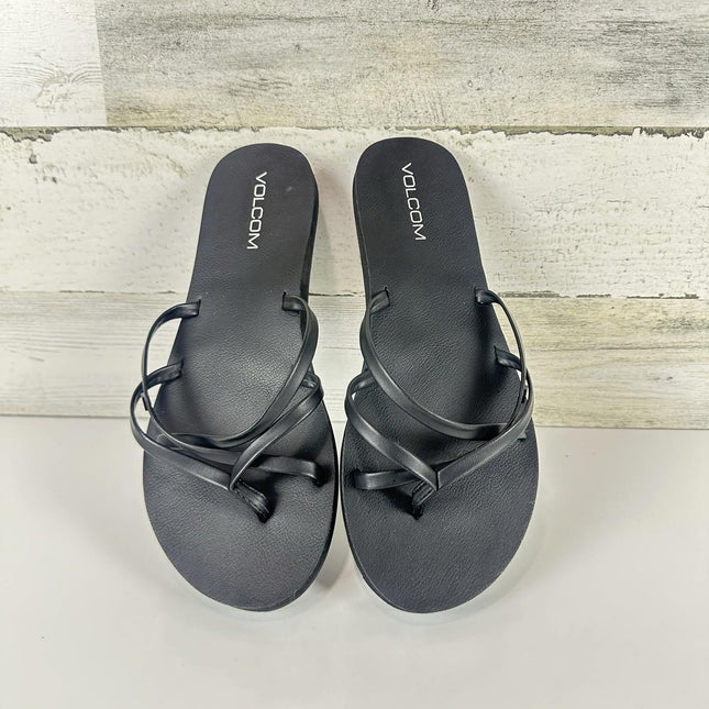 Volcom Women's School Flip Flop Sandals Black Size 8 Medium US