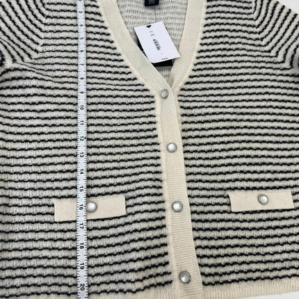 C By Bloomingdales Cashmere Women's Sweater, Color IVOR / BLACK, Size L, V11116