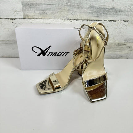 Athlefit Chunky Heels for Women Block Heeled Sandals Square Toe Ankle Strap Sz10