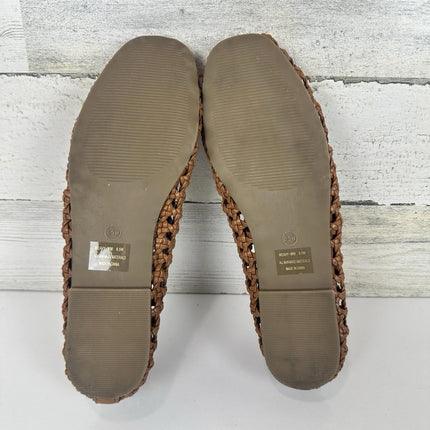 CUSHIONAIRE Women's Weavy Squared Toe Woven Ballet Flat, Memory Foam, Size 6.5 W