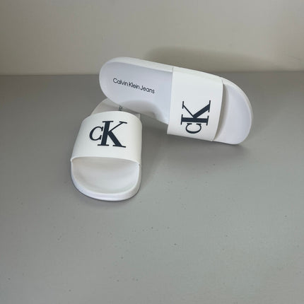 Calvin Klein Women's Arin Logo Beach Slide Sandals - White