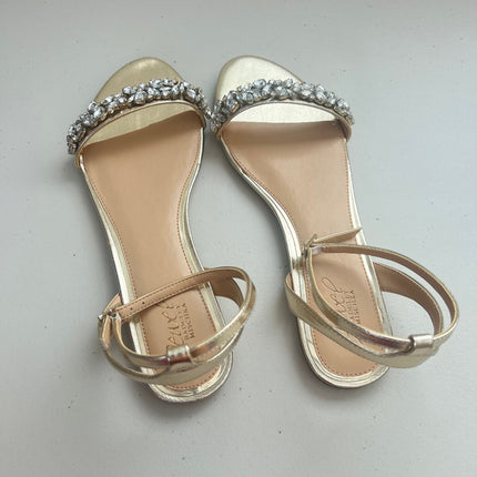 Jewel Badgley Mischka Giona Embellished Evening Sandals Gold Metallic Size, 8.5