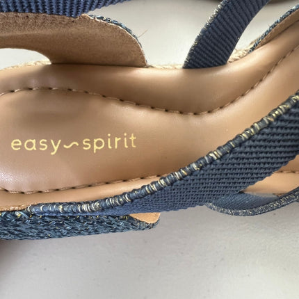 Easy Spirit Women's Meza Casual Strappy Espadrille Wedges Sandal - Blue, - 7.5