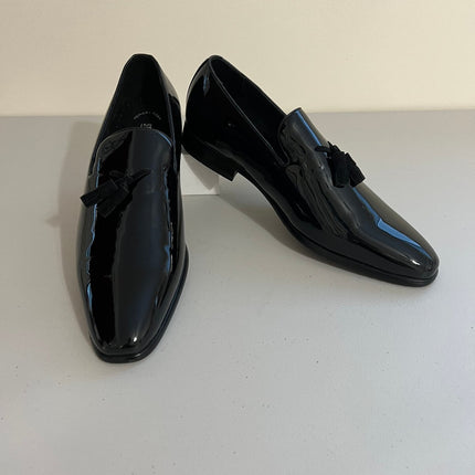 Stacy Adams Shoes Phoenix Plain Toe Tassel Slip on Black Patent Size 10.5